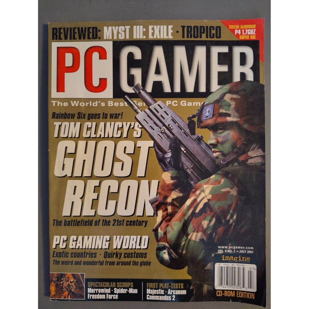 PC Gamer Magazine - July 2001 Volume 8 #7 - Ghost Recon Cover - Gaming - No Disc